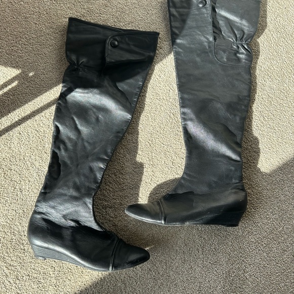 Black Leather Over-Knee “Swashbuckling” Boots Size 39 - Picture 4 of 8